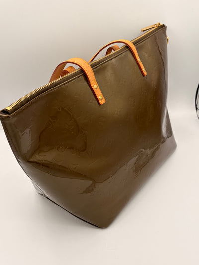 Louis Vuitton Vernis Monogram Tote Bag - Olive-Brown Patent Leather with Gold Hardware