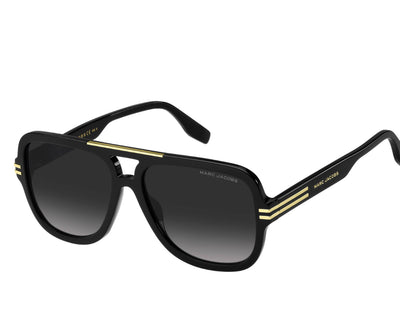Marc Jacobs Unisex Designer Sunglasses – Black & Gold Full-Rim Aviator | Brand New with Full Set