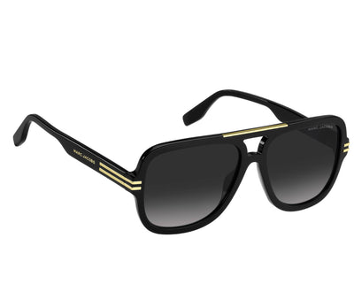Marc Jacobs Unisex Designer Sunglasses – Black & Gold Full-Rim Aviator | Brand New with Full Set