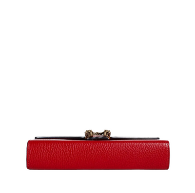GUCCI Red Pebbled Leather Dionysus Small Chain Bag