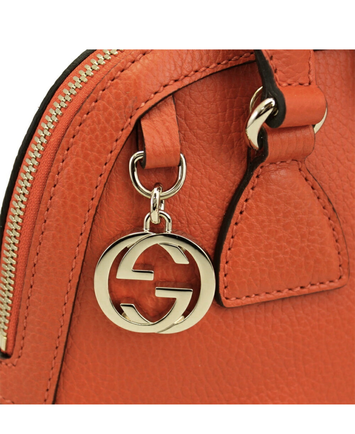 Gucci Orange Leather GG Charm Dome Two Way Satchel Bag