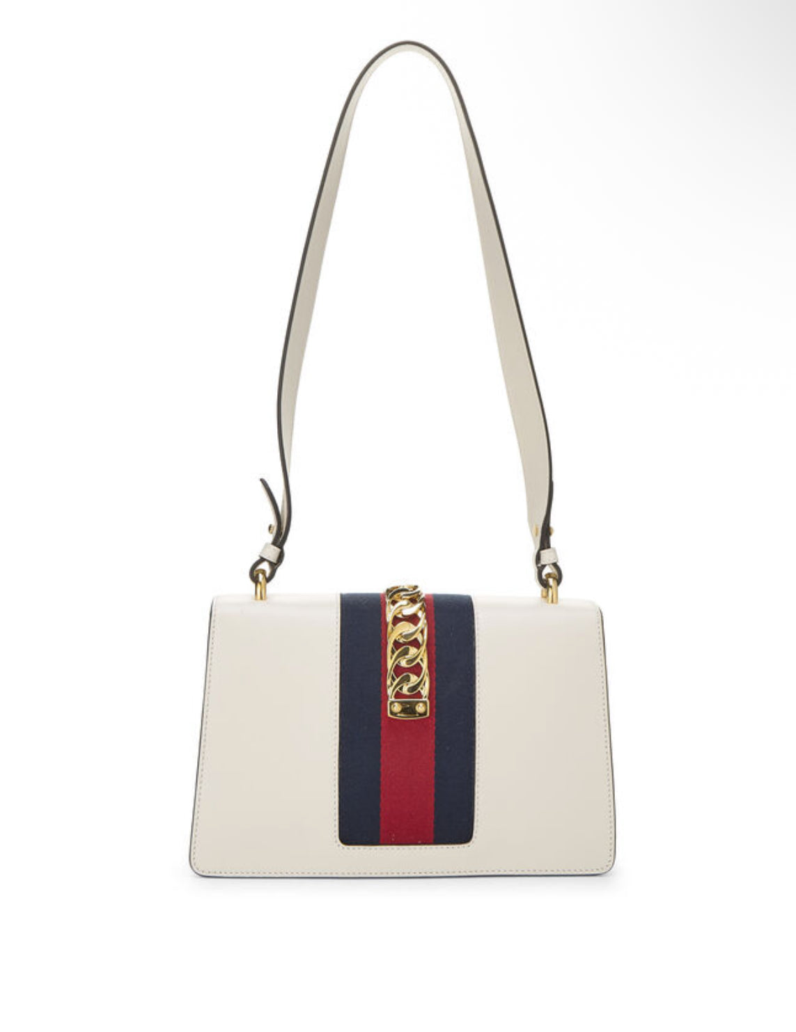Gucci Sylvie Medium Embroidered Floral Shoulder Bag White Leather