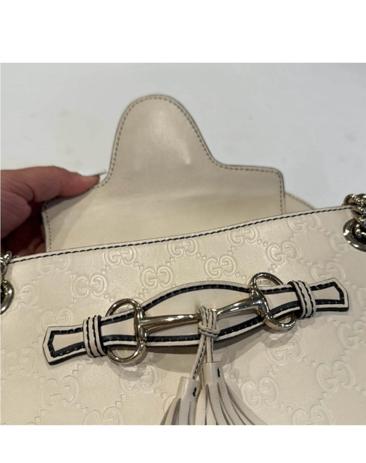 Gucci Emily Chain Flap Shoulder Bag Guccissima Leather Medium