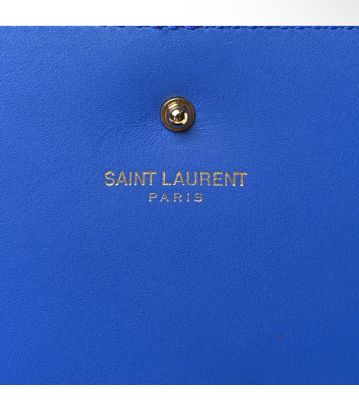 SAINT LAURENT 
Calfskin Classic Y Ligne Chain Wallet Bleu Majorelle