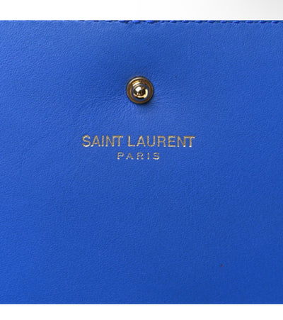 SAINT LAURENT 
Calfskin Classic Y Ligne Chain Wallet Bleu Majorelle