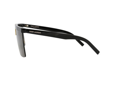 Saint Laurent Palace Unisex Sunglasses – Luxury Flat-Top Shield in Black & Gold, Made in Japan