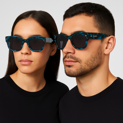 Gucci Turquoise Rectangle Sunglasses – Violet Lenses | Designer Eyewear