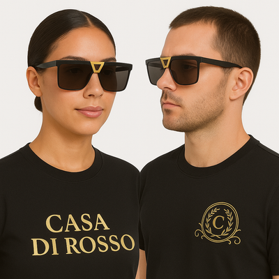 Saint Laurent Palace Unisex Sunglasses – Luxury Flat-Top Shield in Black & Gold, Made in Japan