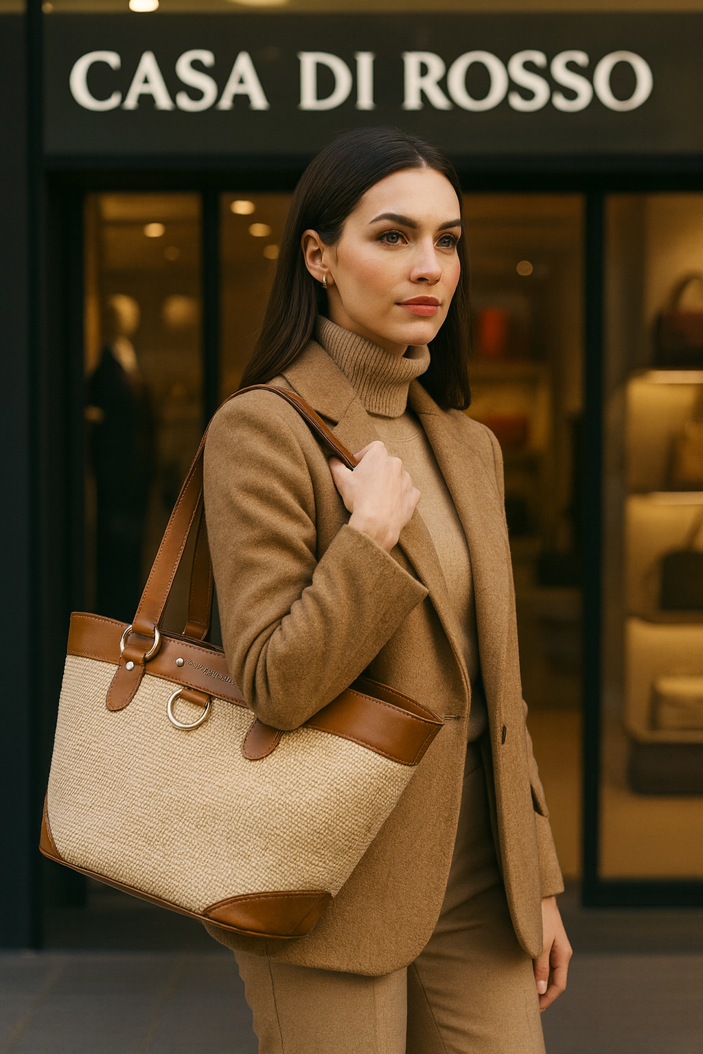 Burberry Raffia & Leather Tote Bag Natural Material