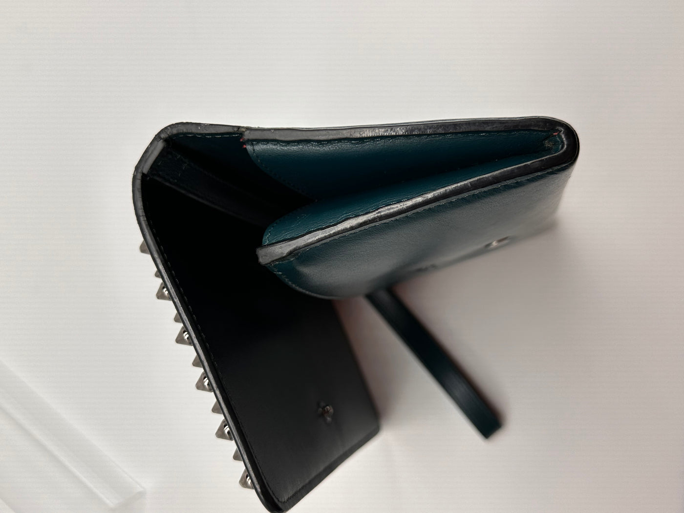 Christian Louboutin Green Leather Paloma Spike Wristlet